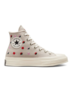 Кеды Converse Chuck Taylor 70 Floral Embroidery серые высокие с вышивкой