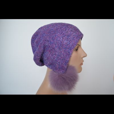 Шапка Vizio 1627 PP 66 ушанка фуксия с помпонами