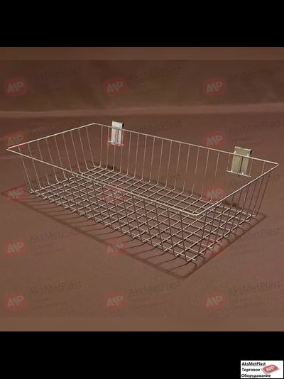 P6012 Корзина на торговую решетку, размер 585х300х125 мм, цвет: хром