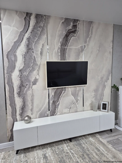 Сканди тумба под ТВ Белый/Белый Глянец