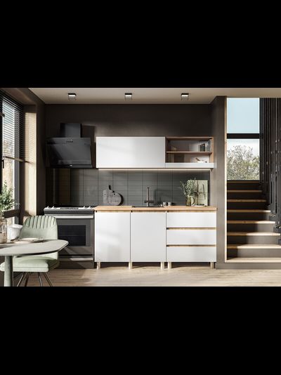 Хелен кухонный гарнитур 1,7м Дуб Крафт золотой/Белый шагрень