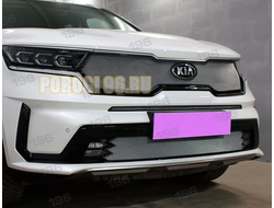 Защита радиатора для KIA Sorento 2020- chrome низ с ПТФ