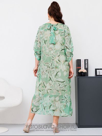 Шифоновое платье с цветочным принтом в зеленом оттенке