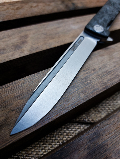 Складной нож Single EVO. Клинок ДОЛ, СТАЛЬ ELMAX, хаотичный карбон