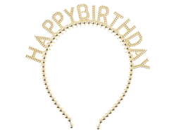 Ободок, Happy  Birthday, Сверкающий жемчуг, золото