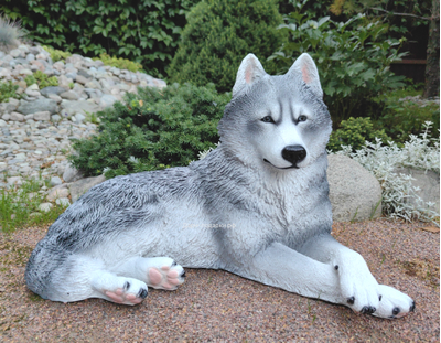 Хаски - садовая фигура 65*44см  6кг   экологичный полистоун Россия  5278/012308 Не боится влаги и перепадов температур.