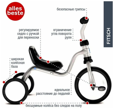 Трехколесный велосипед Puky Fitsch silver серебристый 2514