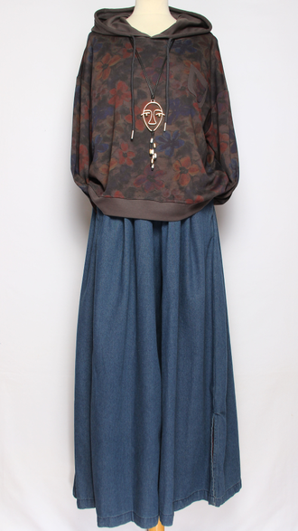 Джемпер ХЛОПОК "Капюшон Размытые цветы" красный, зеленый, синий, вишня до р.50