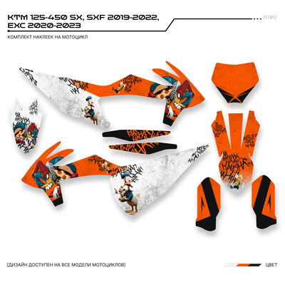 Наклейки на мотоцикл KTM 125-450 SX, SXF 2019-2022, EXC 2020-2023/GR8 #5785