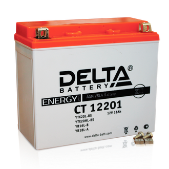 Аккумулятор Delta CT 12201 (YTX20L-BS, YTX20HL-BS,YB16CL-B, YB16L-B, YB18L-A, ETX20HL-BS)
