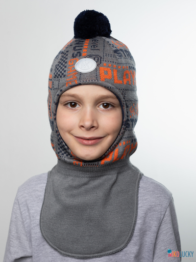 Шапка-шлем  21202-06, цвет темно-серый, оранжевый, р. 52-54