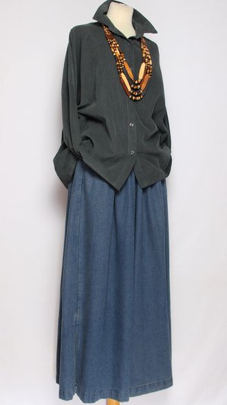 Рубашка вельветовая "Спущенный рукав" графит р.46-52