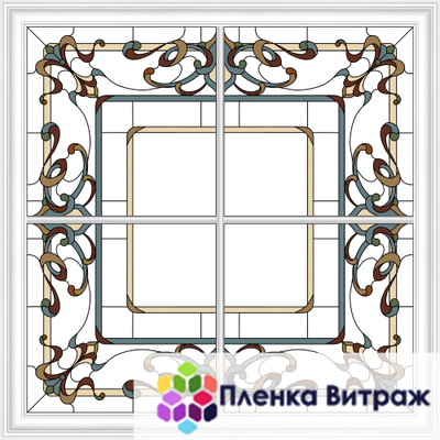 Пленка самоклеющаяся на потолок , витражная пленка, пленочный витраж с классическим рисунком