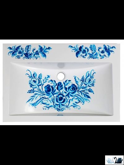 Раковина Эстет Monako 60 х 50 см Каменная на столешницу. Ручная роспись