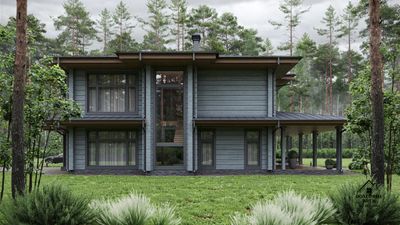 "Скандинавия": Деревянный Дом с Яркой Индивидуальностью 340 м²