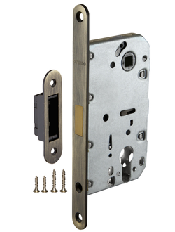 Замок межкомнатный под цилиндр MAGNET M85C-50 CP Бронза