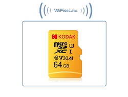 Карта памяти Kodak Micro SD, класс 10, UHS-1 U3 V30 A1 на 64 ГБ, чтение 90 МБ/с, запись данных 30 МБ/с, + переходник SD
