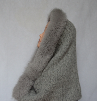 итальянский вязаный шарф труба с меховым воротником vizio фото