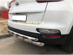 Защита заднего бампера двойная с перемычками d60/42 для Kia Sportage (2018-2021)