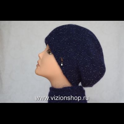 Вязаный итальянский берет с бисером Vizio зима 2020 фото шапок и беретов Италии