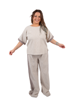 Костюм для дома и практик из льна ручного ткачества