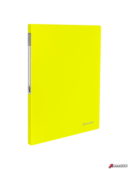 Папка с металлическим скоросшивателем и внутренним карманом BRAUBERG «Neon», 16 мм, желтая, до 100 листов, 0,7 мм. 227465