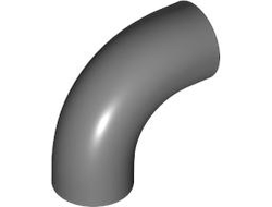 Brick, Round Tube 1 x 1 d. 90 degrees Elbow Macaroni - No Stud - Type 2 - Axle Hole, Dark Bluish Gray (25214 6501503)