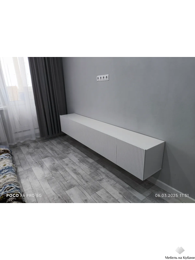 Сканди тумба под ТВ Белый/Белый Глянец