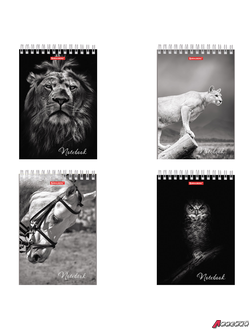 Блокнот А5 (146×205 мм), 60 л., гребень, картон, жесткая подложка, клетка, BRAUBERG, «Животные». 129810