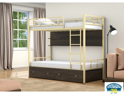 Двухъярусная кровать Валенсия Слоновая кость ящики полка венге Тюмень