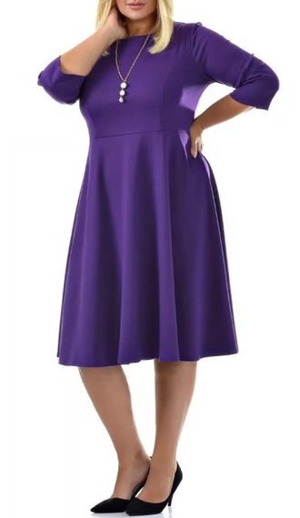 Женственное платье с завышенной талией  Арт. 16856-2150 (Цвет фиолетовый) Размеры 56-72