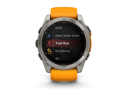 Умные часы Garmin Fenix 8 - 51 мм, AMOLED Sapphire, Titanium, светло-серый, оранжевый силиконовый ремешок (010-02905-11)