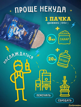 Дрожжи спиртовые турбо "Мишка гонит Комета", 100 г