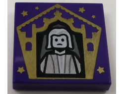 Tile 2 x 2 with Groove with HP Chocolate Frog Card Nicholas Flamel Pattern, Dark Purple (3068bpb1739 / 6342521)