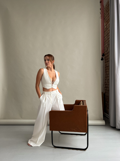 БРЮКИ ПАЛАЦЦО. ВАНИЛЬ.