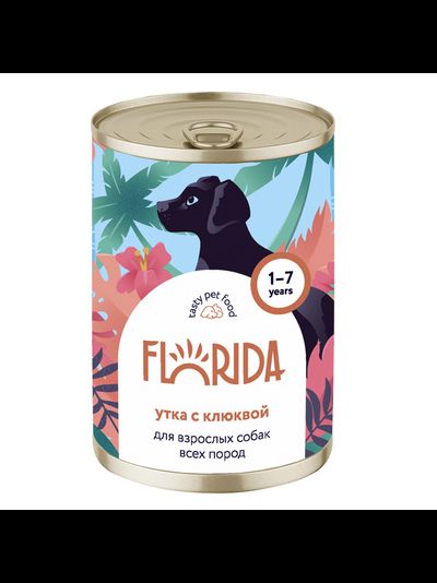 Florida (Флорида) влажный корм (консерва) для собак с уткой и клюквой, 400 г