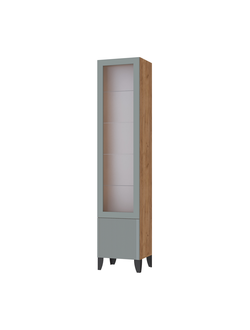 Рея Пенал со стеклом РГПС Дуб Крафт Золотой/ МДФ Гранит Софт Матовый