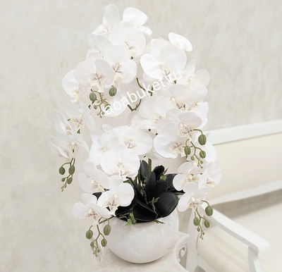 Искусственные цветы Орхидеи/Композиция из искусственных цветов Орхидея белая № ОР025