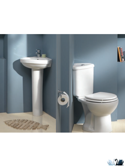 Раковина Creavit Corner VT145.000, 32 см, с пьедесталом VT253.000, угловая