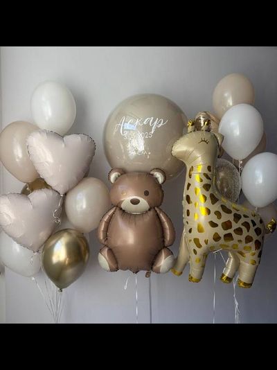 Бежевый сет шаров на выписку "Маленькое счастье"№26