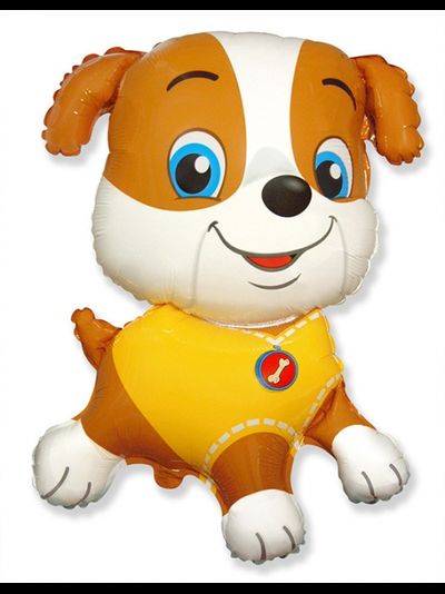 Фольгированные шары с гелием "Бульдог в желтом комбинезоне" 84см