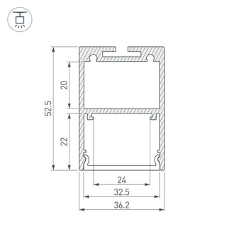 Профиль Arlight ARH-LINE-3750A-2000 ANOD  (Алюминий)