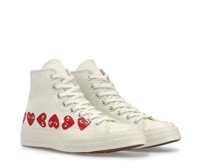фото Converse Play Comme des Garçons высокие белые кеды 162972c
