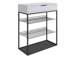 Обувница Краш Белое дерево/Черный муар