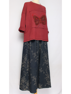 Джемпер ХЛОПОК "Бабочка в квадрате винтаж" малина до р.52