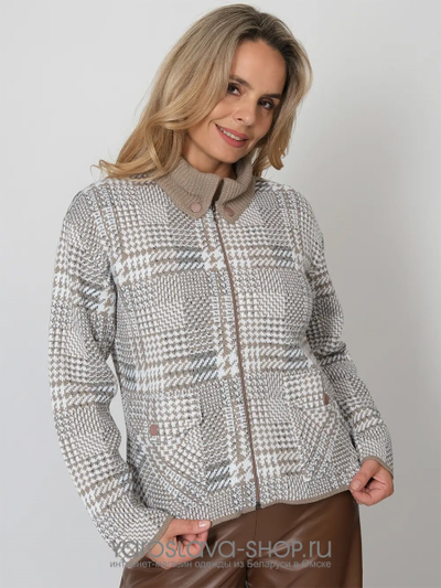 Женский жакет на молнии в бежевом цвете