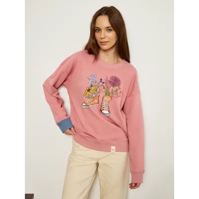 ЖЕНСКИЙ СВИТШОТ РОЗОВЫЙ "ЦВЕТОЧНЫЕ КЕДЫ"