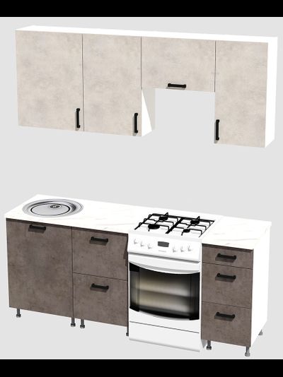 Кухня эконом 1,5 метра (600х500х400) Цвет: Цемент светлый/Цемент темный