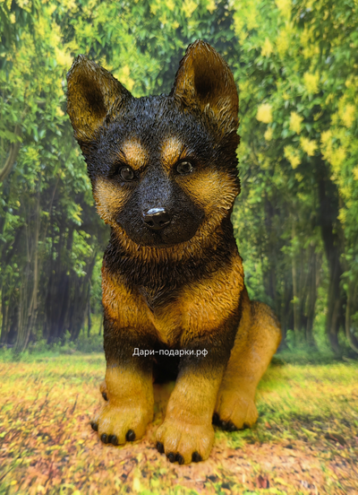 ОВЧАРКА щенок - фигура 37*30*20 см  1,7кг   экологичный полистоун Россия  2398-012980*  Не боится влаги и перепадов температур 2780/012980