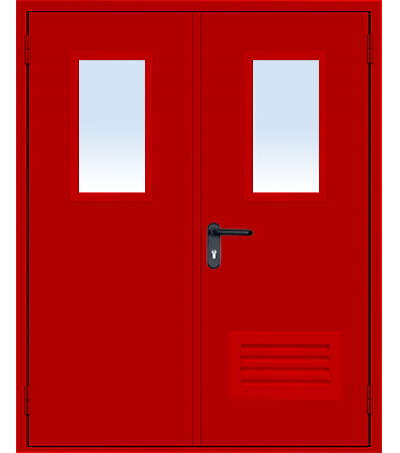 ДВЕРЬ МЕТАЛЛИЧЕСКАЯ ПРОТИВОПОЖАРНАЯ ДПМO-2 остекленная с вентиляционной решеткой